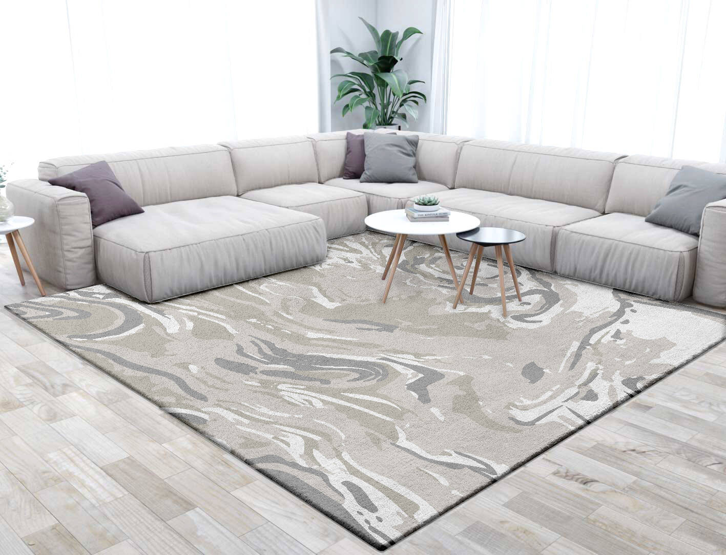 Contours Surface Art Square Hand Tufted Pure Wool Custom Rug by Rug Artisan