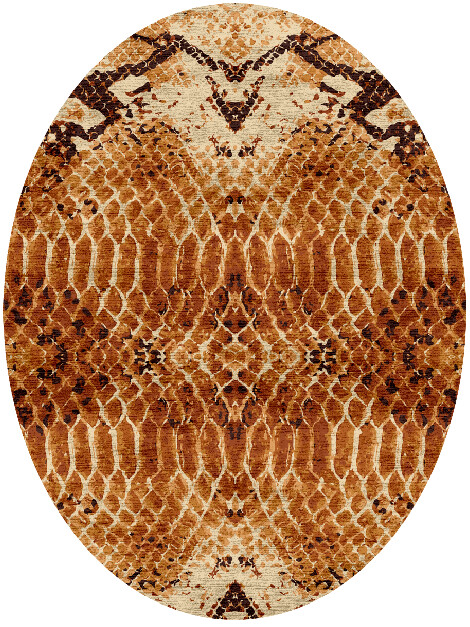 Copperhead Animal Prints Oval Hand Knotted Bamboo Silk Custom Rug by Rug Artisan