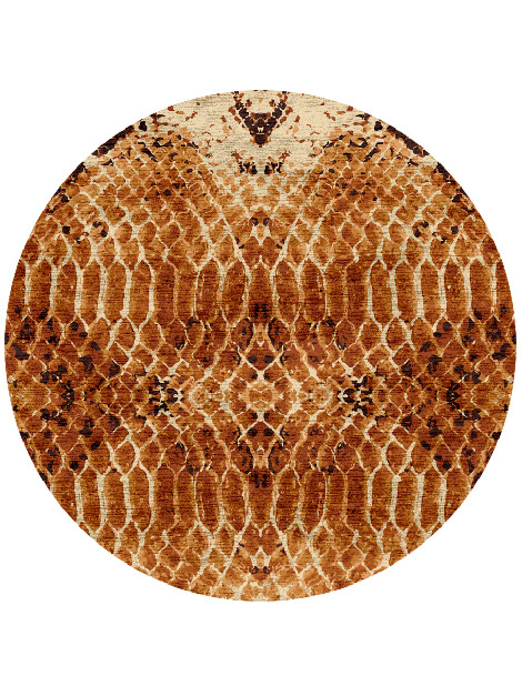 Copperhead Animal Prints Round Hand Knotted Bamboo Silk Custom Rug by Rug Artisan