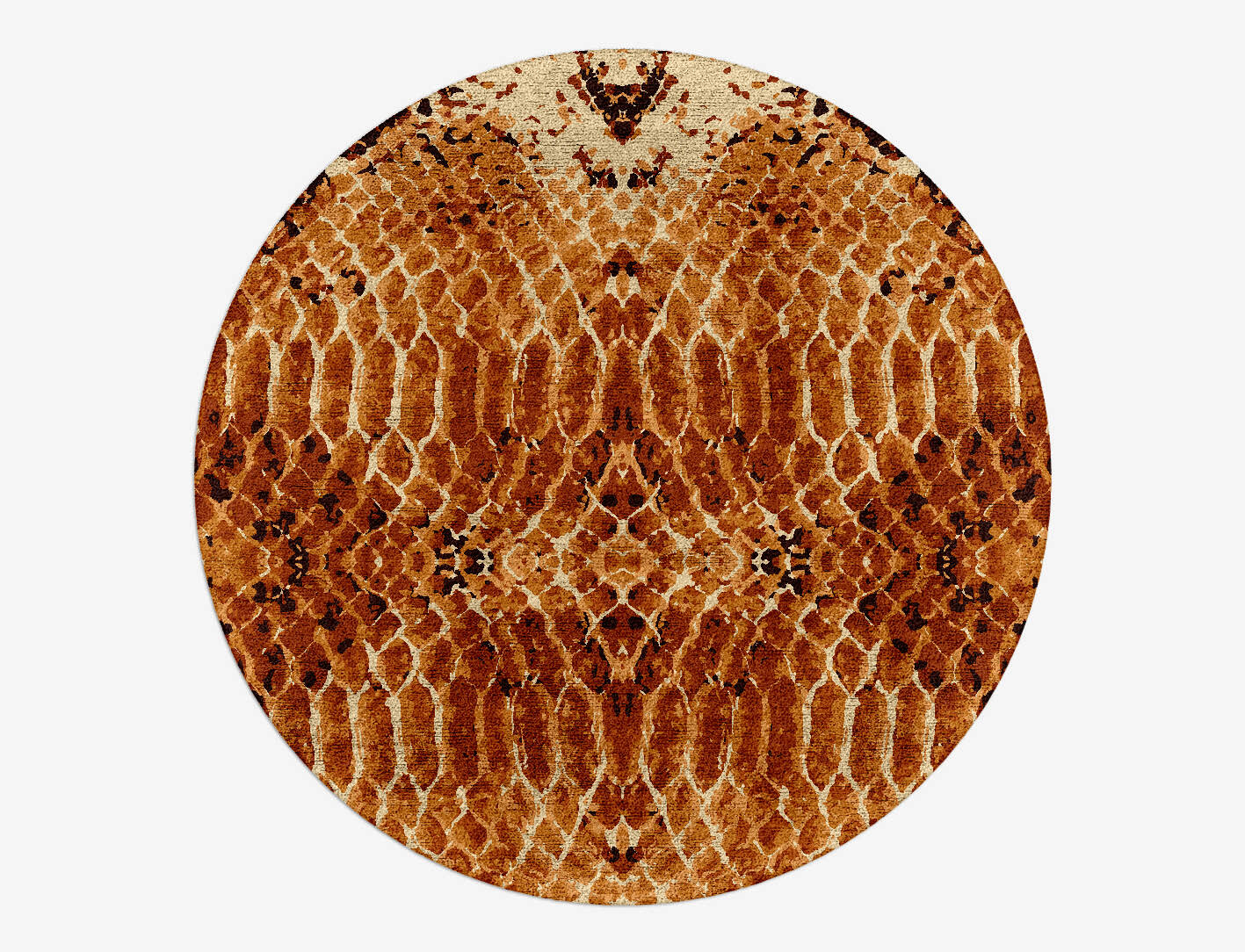 Copperhead Animal Prints Round Hand Tufted Bamboo Silk Custom Rug by Rug Artisan