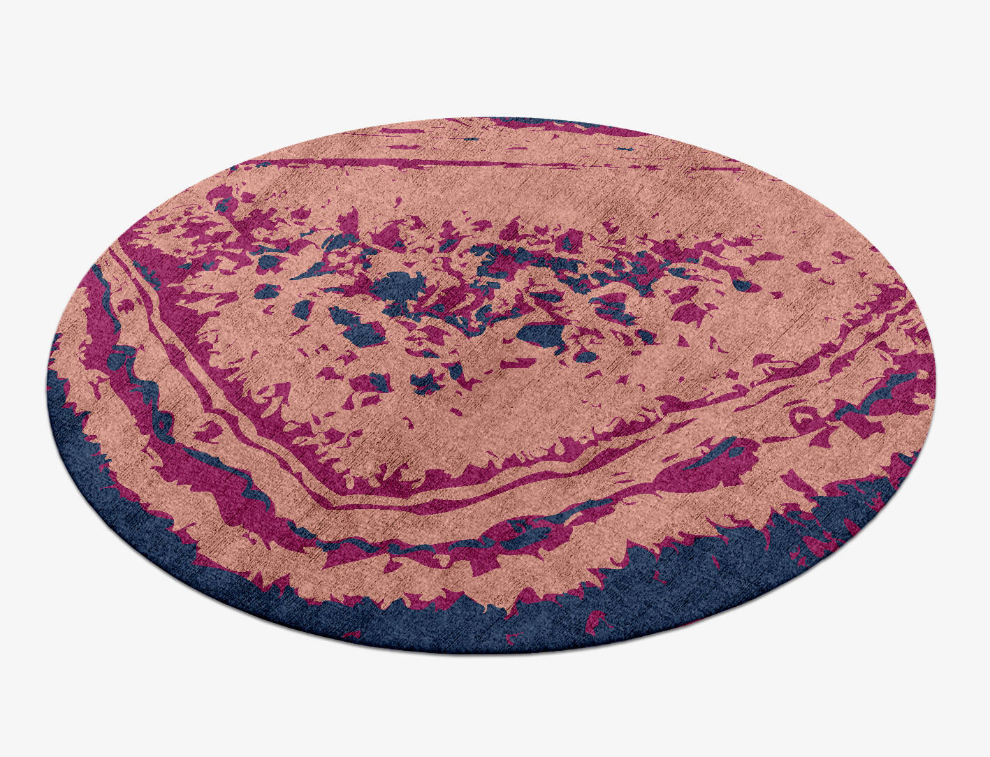 Coral Floral Round Hand Knotted Bamboo Silk Custom Rug by Rug Artisan