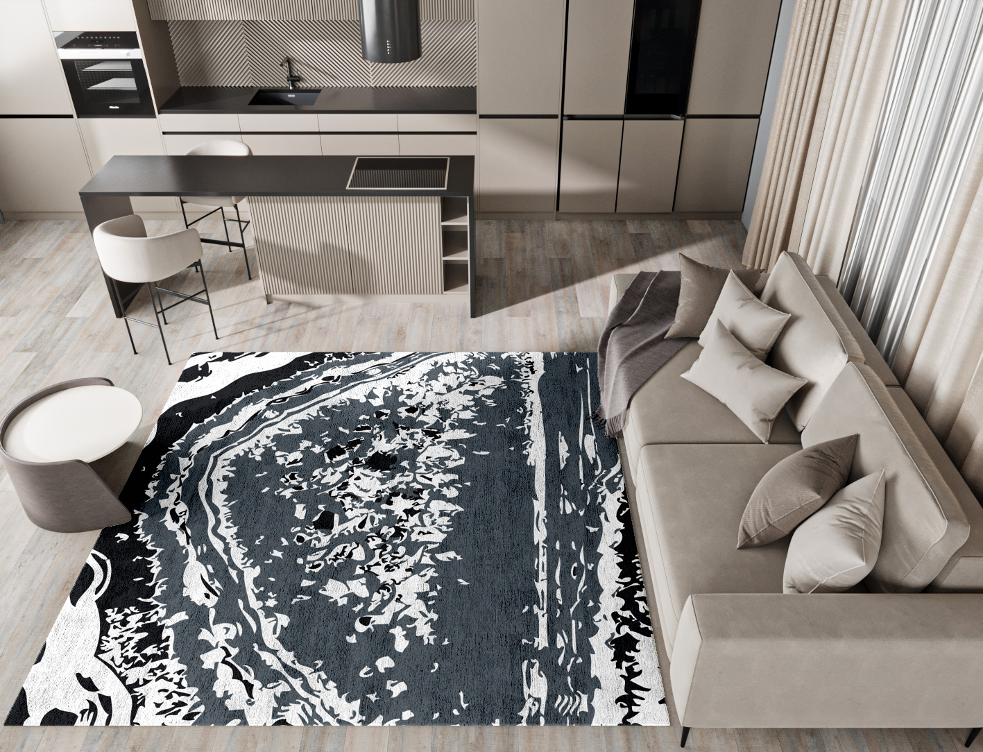 Coral Ash Monochrome Square Hand Tufted Bamboo Silk Custom Rug by Rug Artisan