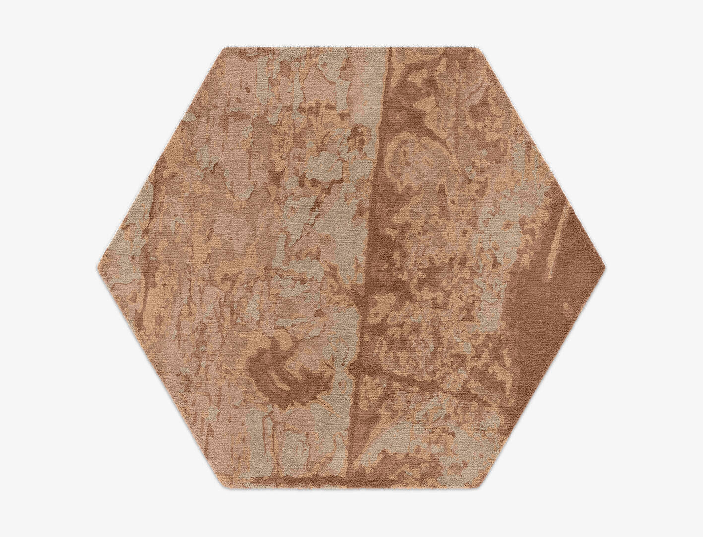 Corrosion Brush Strokes Hexagon Hand Knotted Tibetan Wool Custom Rug by Rug Artisan