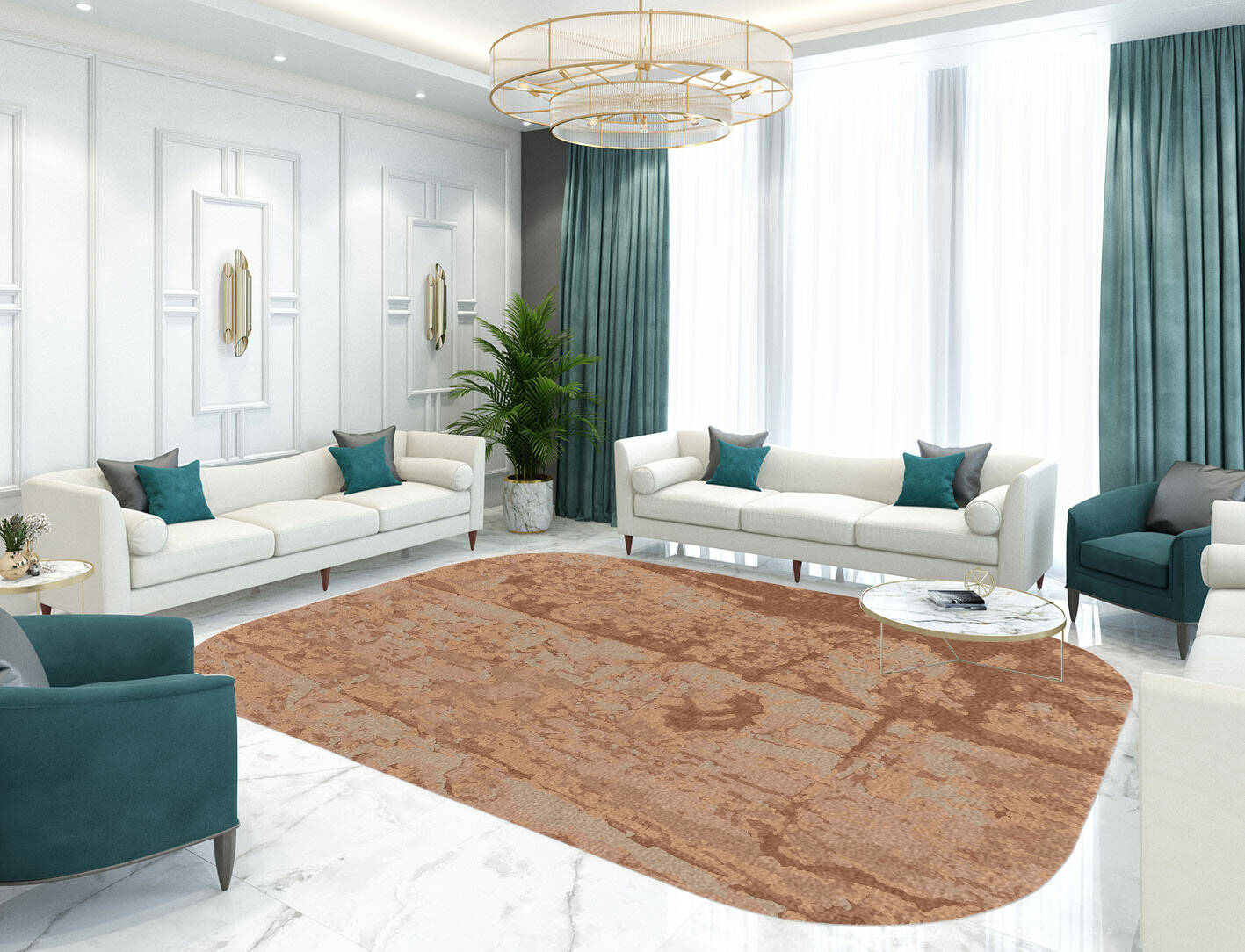 Corrosion Brush Strokes Oblong Hand Knotted Tibetan Wool Custom Rug by Rug Artisan
