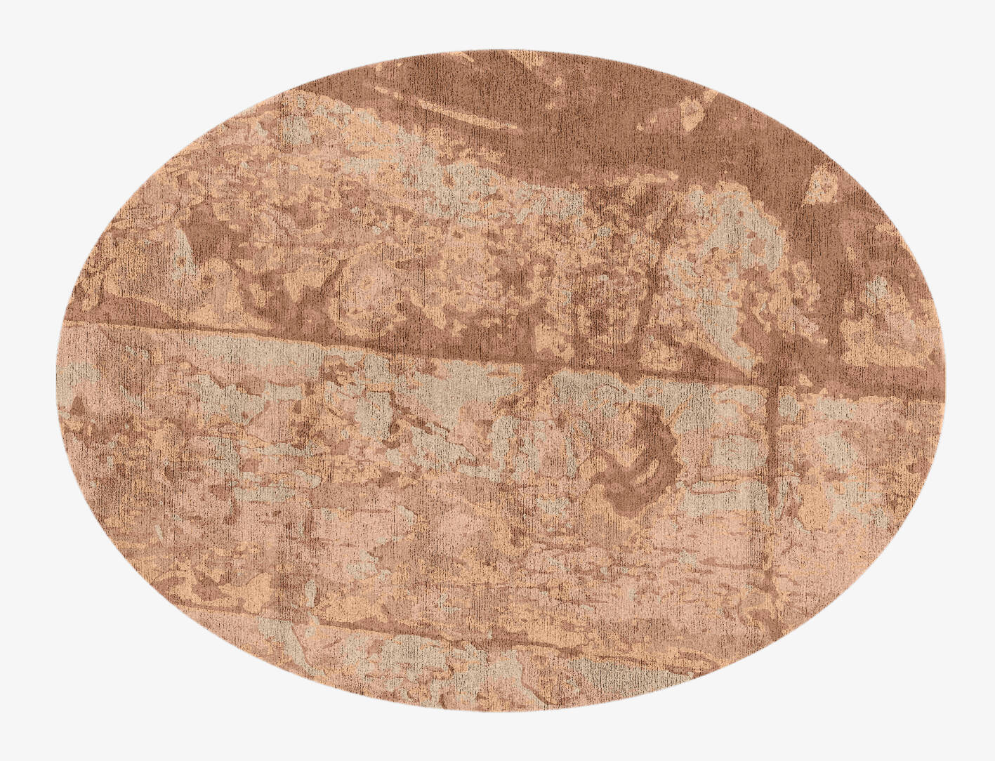 Corrosion Brush Strokes Oval Hand Knotted Bamboo Silk Custom Rug by Rug Artisan