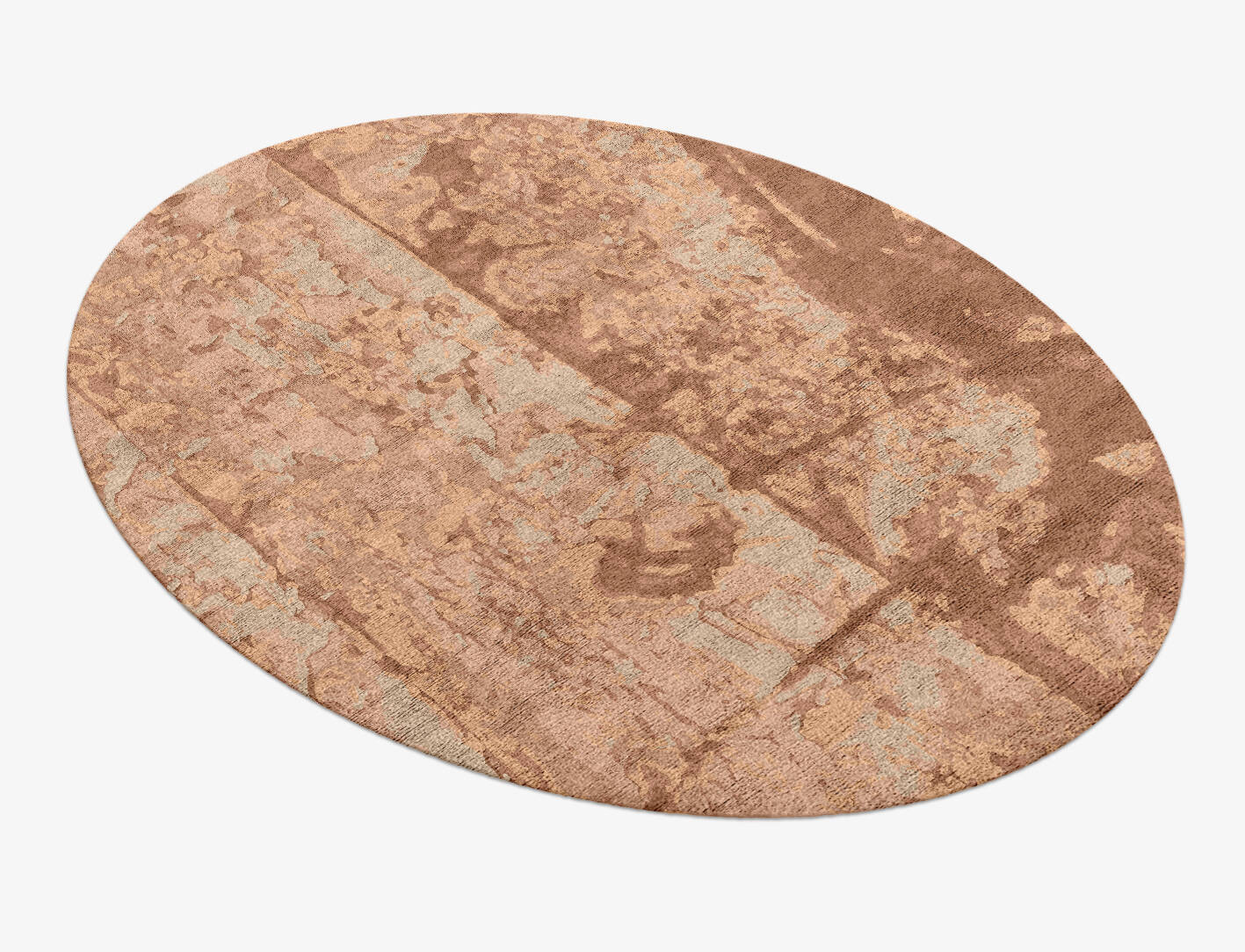 Corrosion Brush Strokes Oval Hand Knotted Bamboo Silk Custom Rug by Rug Artisan