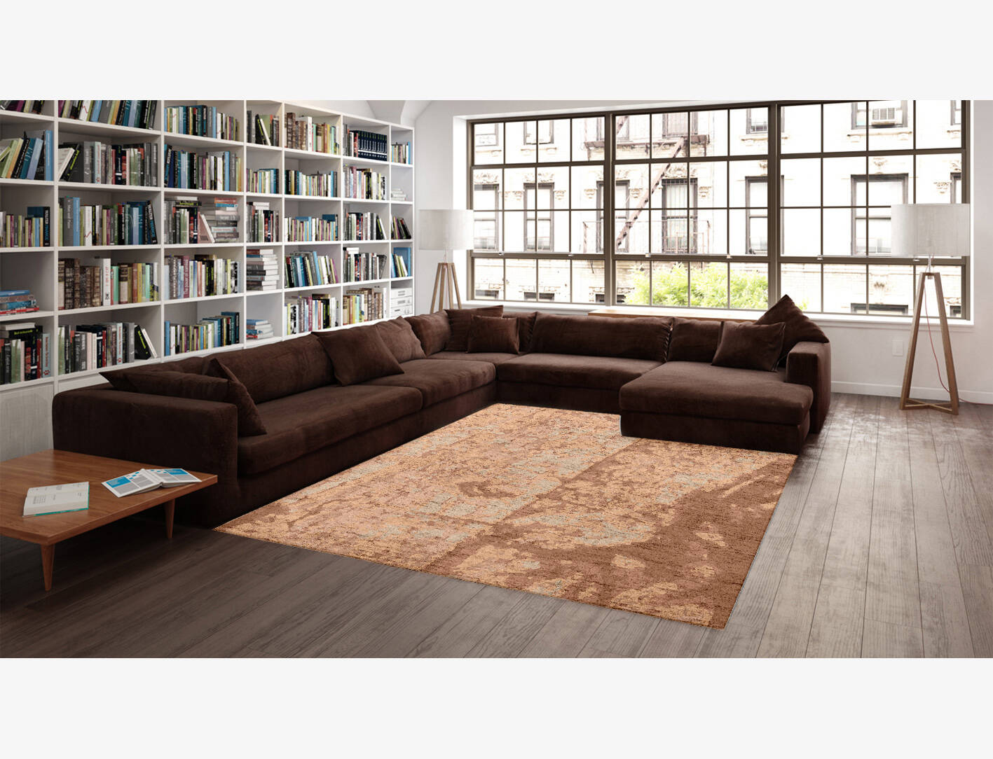 Corrosion Brush Strokes Rectangle Hand Knotted Bamboo Silk Custom Rug by Rug Artisan