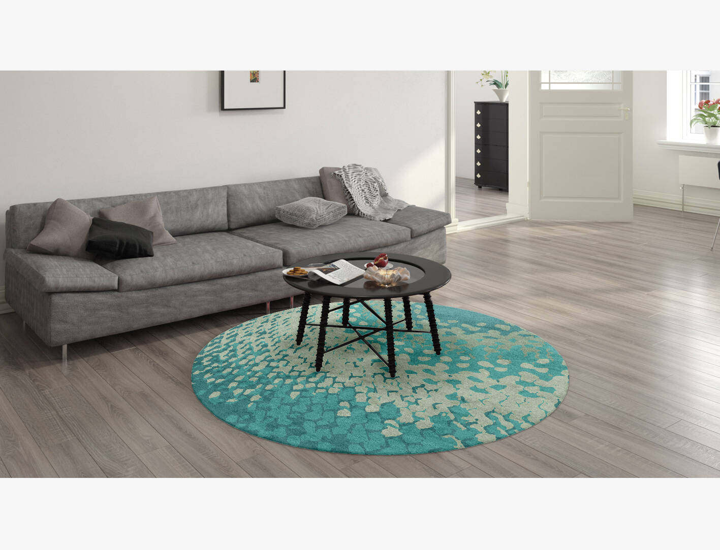 Cosmo Gradation Round Hand Knotted Bamboo Silk Custom Rug by Rug Artisan