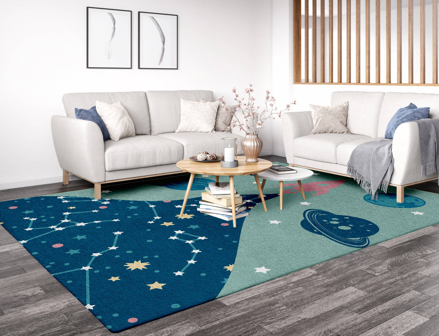 Cosmos Curious Mind Rectangle Hand Tufted Pure Wool Custom Rug by Rug Artisan