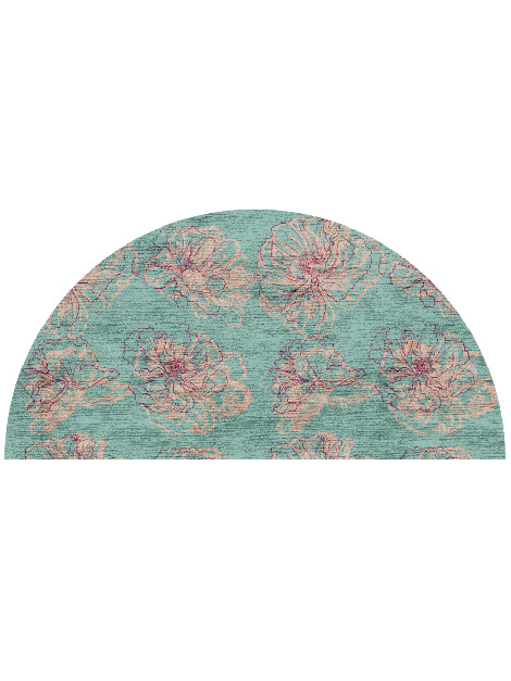 Cotton Candy Floral Halfmoon Hand Knotted Bamboo Silk Custom Rug by Rug Artisan