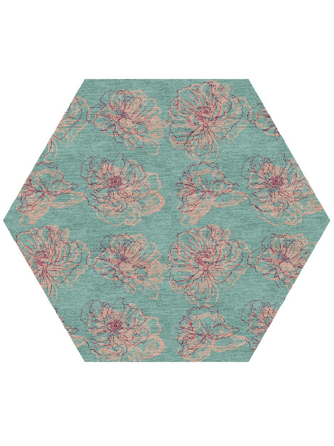 Cotton Candy Floral Hexagon Hand Knotted Tibetan Wool Custom Rug by Rug Artisan