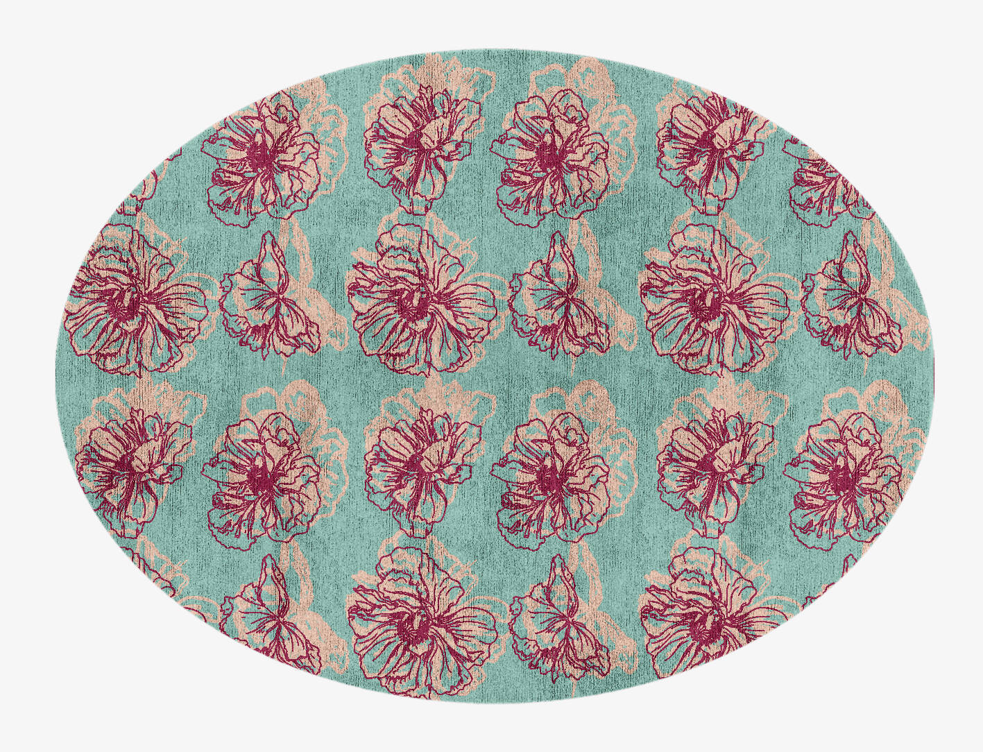 Cotton Candy Floral Oval Hand Knotted Bamboo Silk Custom Rug by Rug Artisan
