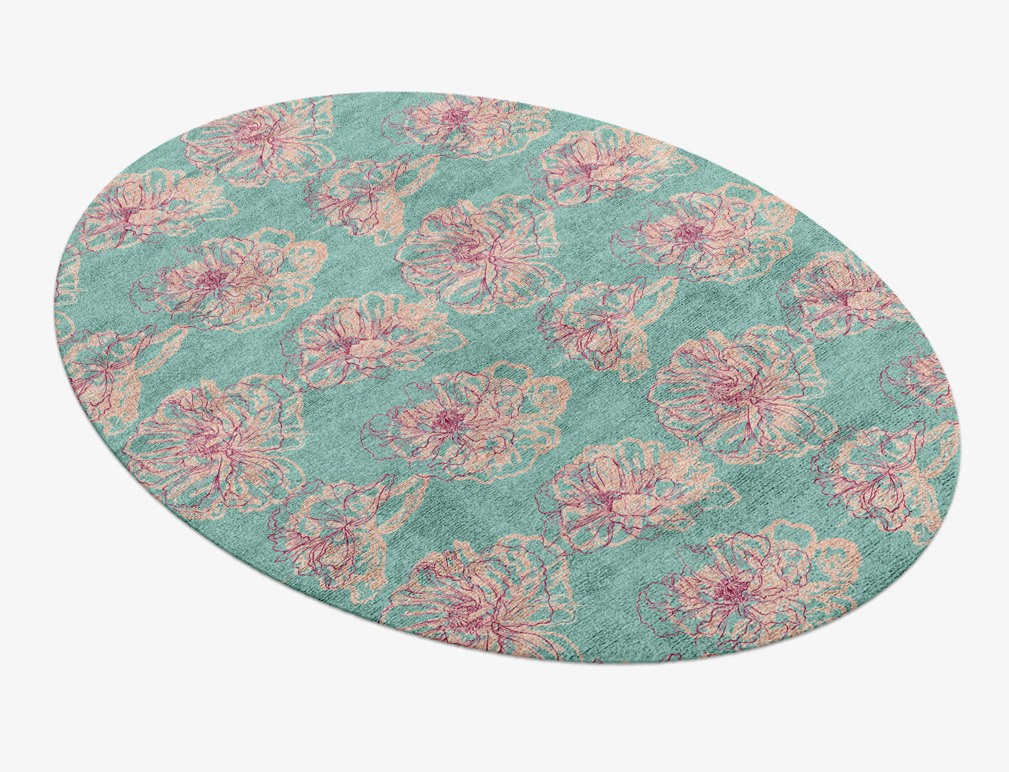 Cotton Candy Floral Oval Hand Knotted Bamboo Silk Custom Rug by Rug Artisan