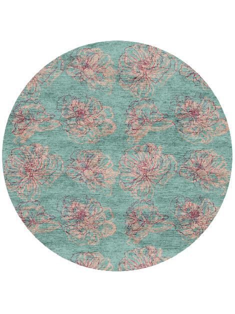 Cotton Candy Floral Round Hand Knotted Bamboo Silk Custom Rug by Rug Artisan