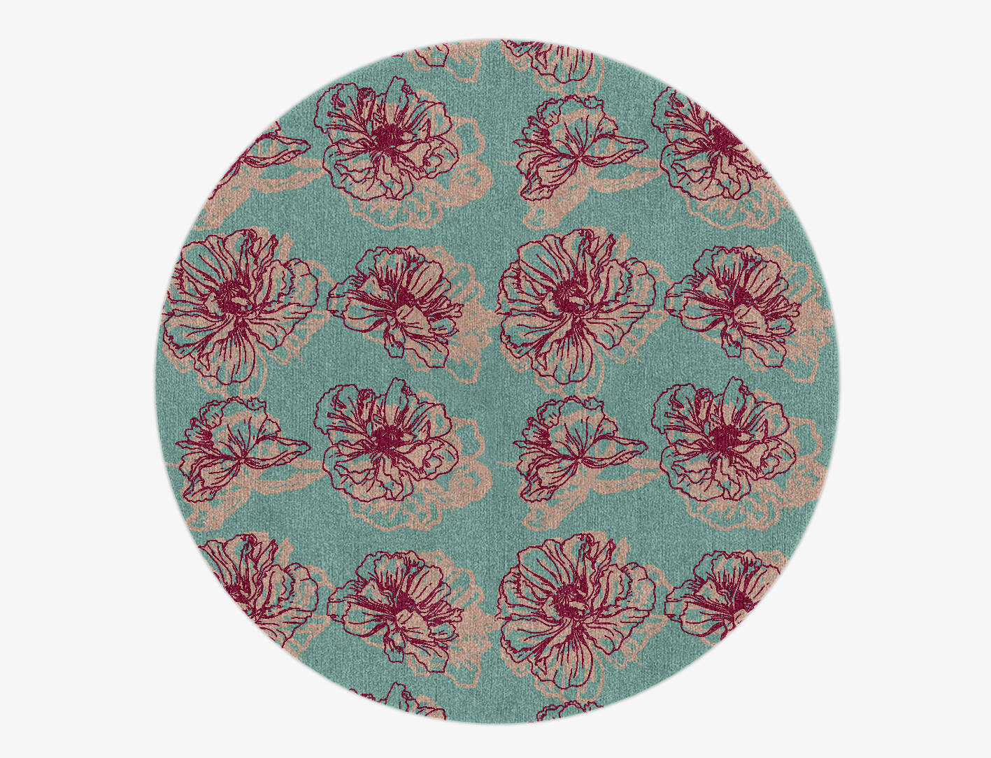 Cotton Candy Floral Round Hand Knotted Tibetan Wool Custom Rug by Rug Artisan