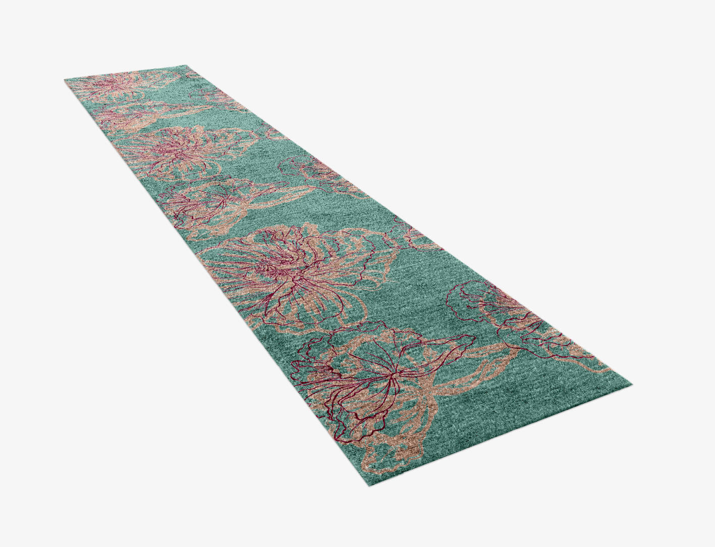 Cotton Candy Floral Runner Hand Knotted Bamboo Silk Custom Rug by Rug Artisan