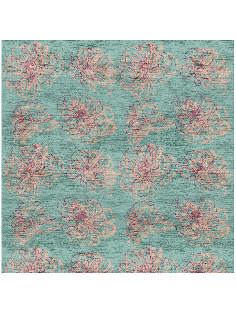 Cotton Candy Floral Square Hand Knotted Bamboo Silk Custom Rug by Rug Artisan