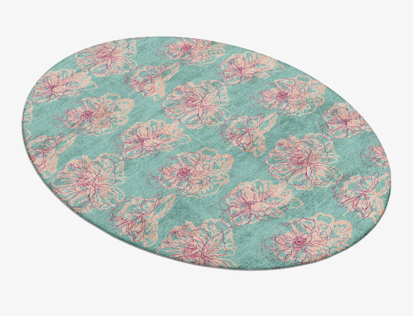 Cotton Candy Floral Oval Hand Tufted Bamboo Silk Custom Rug by Rug Artisan