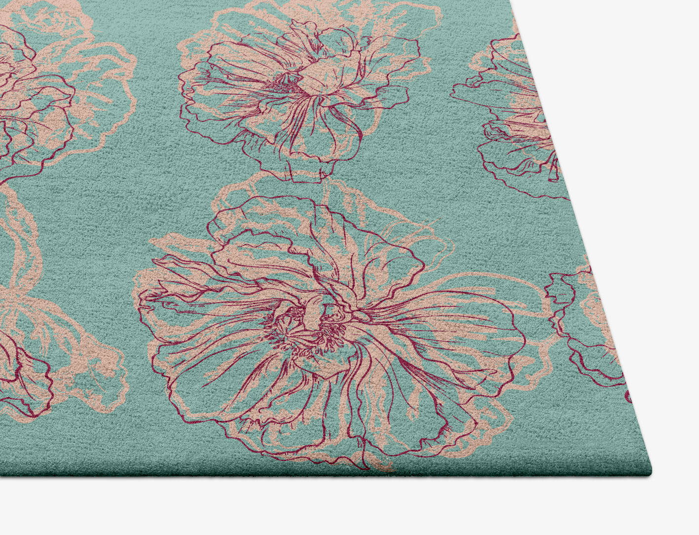Cotton Candy Floral Square Hand Tufted Pure Wool Custom Rug by Rug Artisan