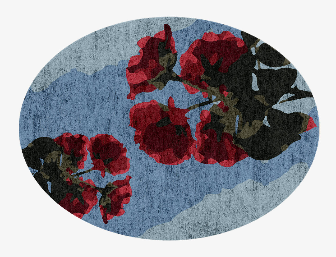 Couplet Floral Oval Hand Knotted Bamboo Silk Custom Rug by Rug Artisan