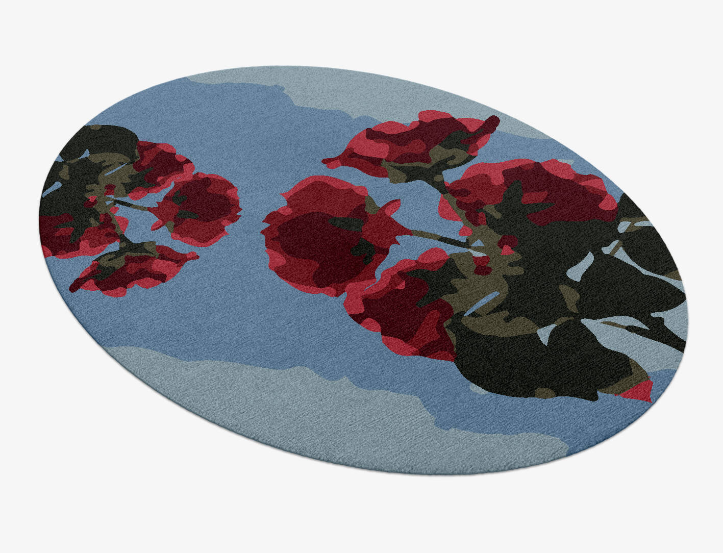 Couplet Floral Oval Hand Knotted Tibetan Wool Custom Rug by Rug Artisan