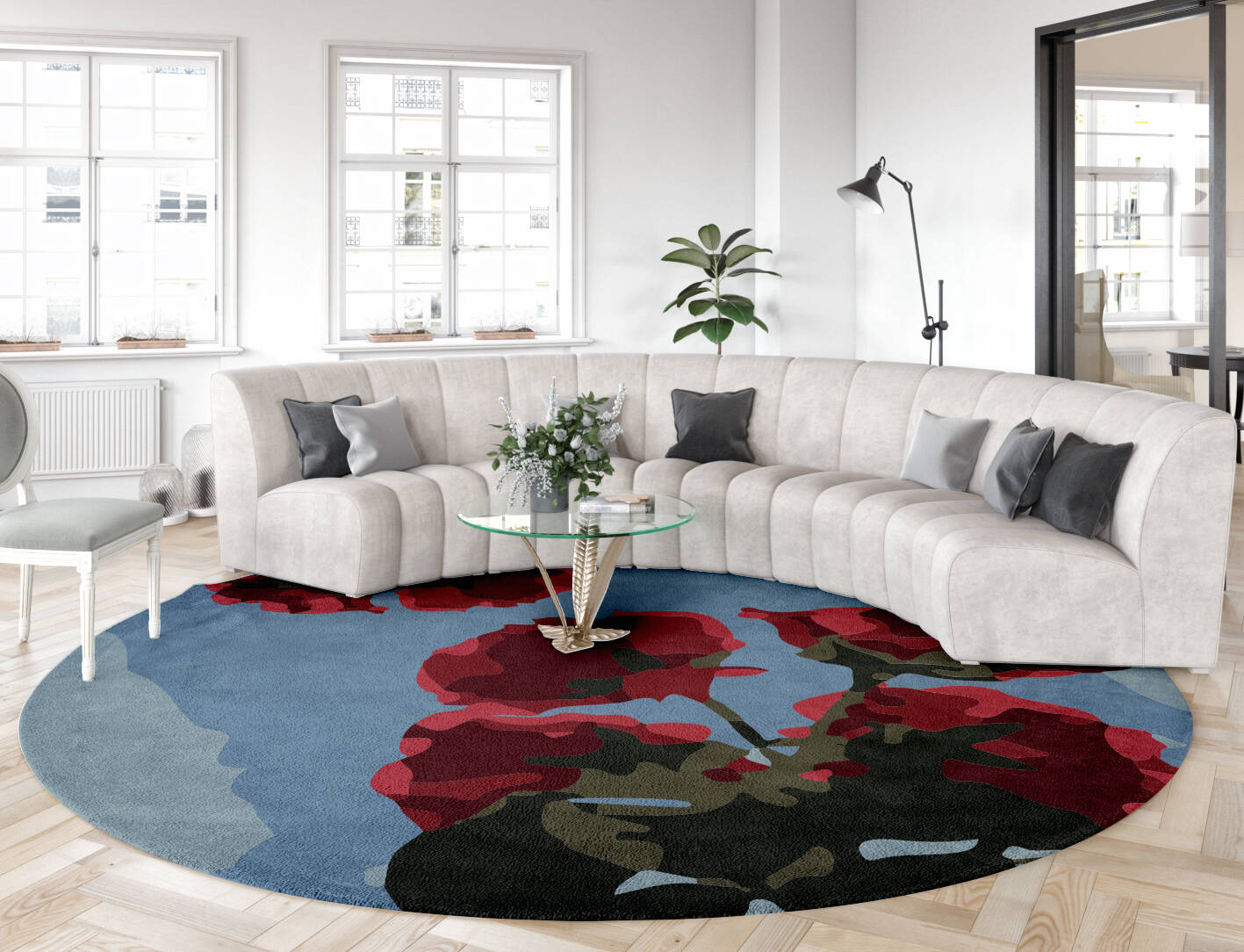 Couplet Floral Round Hand Tufted Pure Wool Custom Rug by Rug Artisan