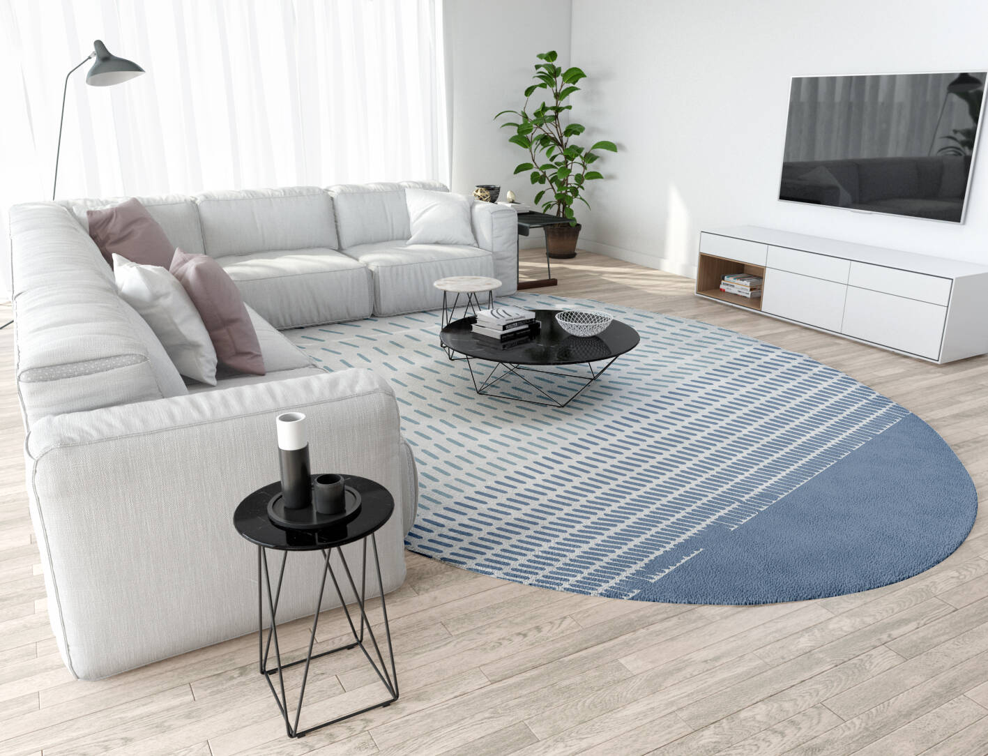 Course Cerulean Oval Hand Tufted Pure Wool Custom Rug by Rug Artisan