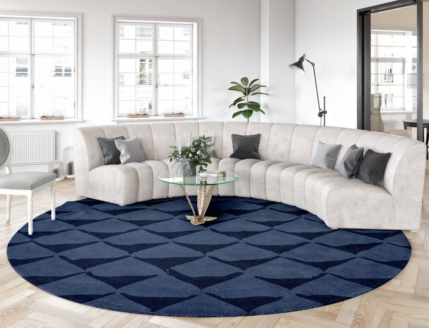 Covey Abstract Round Hand Tufted Pure Wool Custom Rug by Rug Artisan