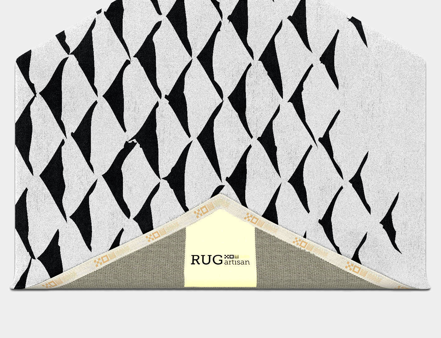 Covey Black Monochrome Hexagon Hand Tufted Bamboo Silk Custom Rug by Rug Artisan