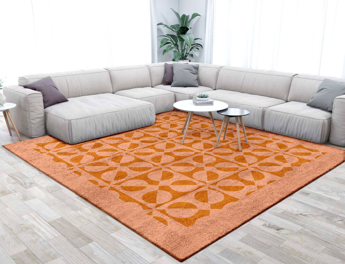 Crescent Geometric Square Hand Tufted Bamboo Silk Custom Rug by Rug Artisan