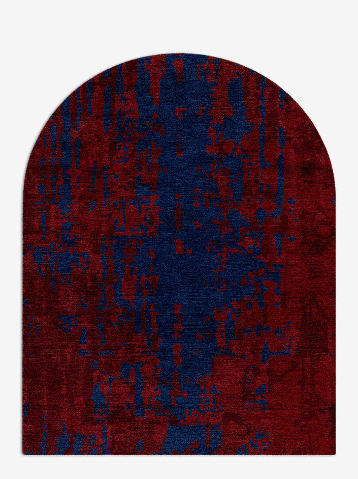 Crimson Blues Surface Art Arch Hand Knotted Bamboo Silk Custom Rug by Rug Artisan