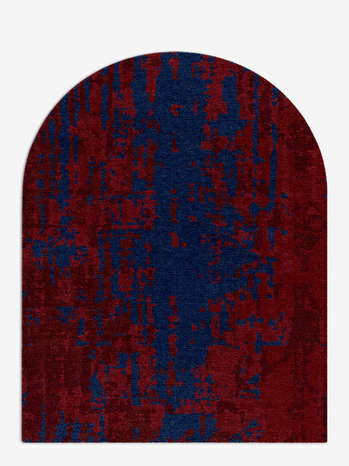 Crimson Blues Surface Art Arch Hand Knotted Tibetan Wool Custom Rug by Rug Artisan