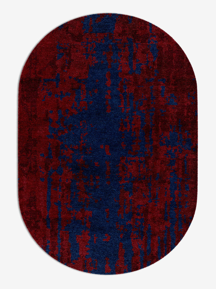 Crimson Blues Surface Art Capsule Hand Knotted Bamboo Silk Custom Rug by Rug Artisan