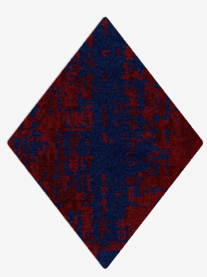 Crimson Blues Surface Art Diamond Hand Knotted Tibetan Wool Custom Rug by Rug Artisan