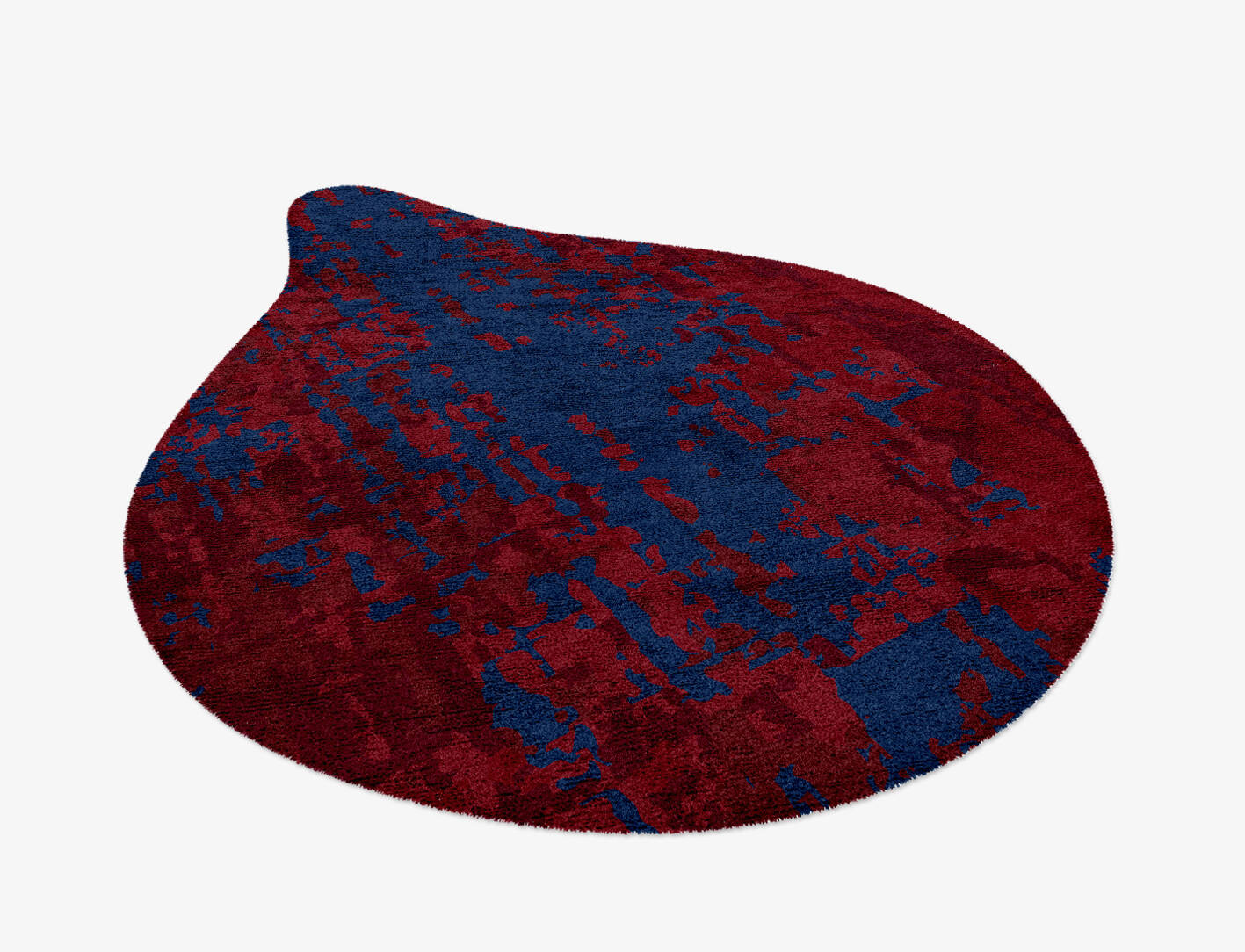 Crimson Blues Surface Art Drop Hand Knotted Bamboo Silk Custom Rug by Rug Artisan