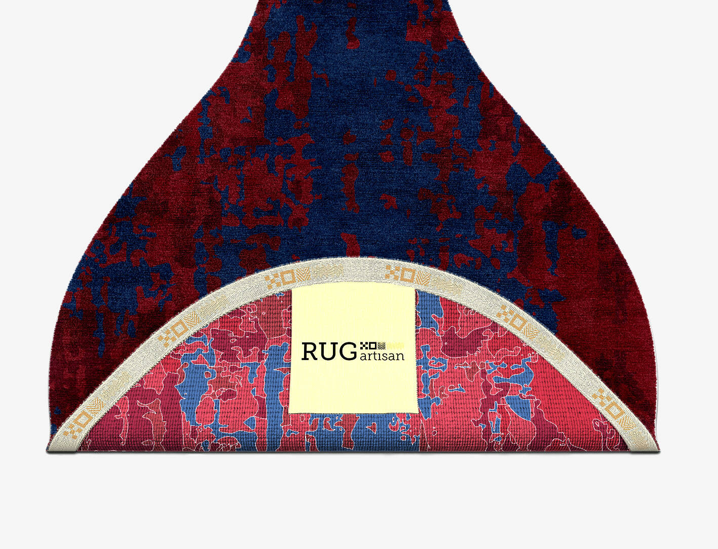 Crimson Blues Surface Art Drop Hand Knotted Bamboo Silk Custom Rug by Rug Artisan