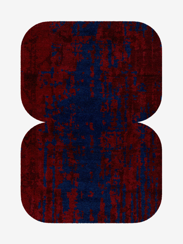Crimson Blues Surface Art Eight Hand Knotted Bamboo Silk Custom Rug by Rug Artisan