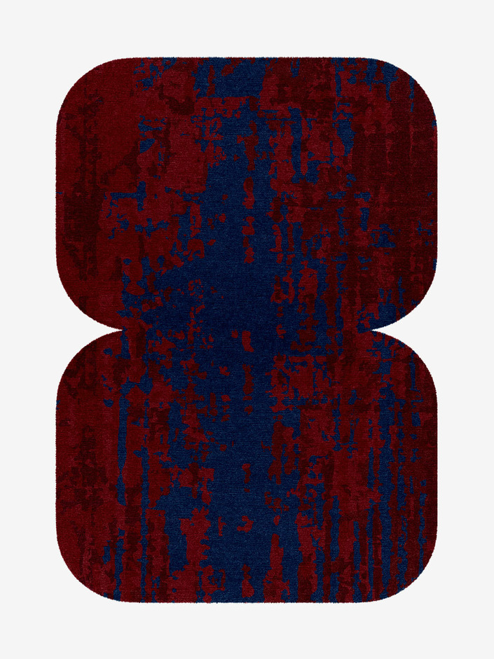 Crimson Blues Surface Art Eight Hand Knotted Tibetan Wool Custom Rug by Rug Artisan