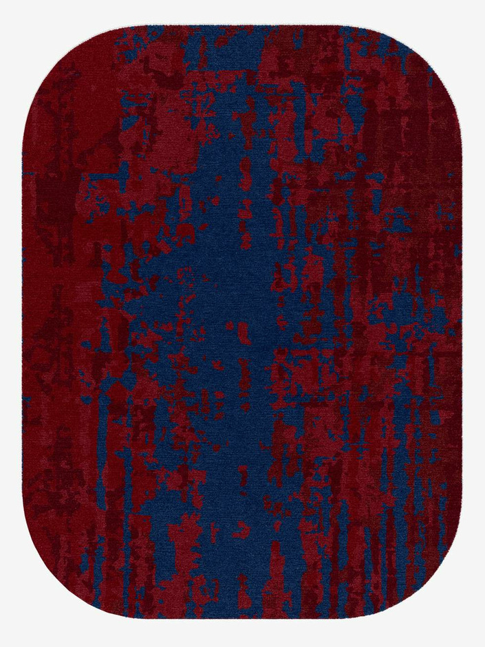 Crimson Blues Surface Art Oblong Hand Knotted Tibetan Wool Custom Rug by Rug Artisan