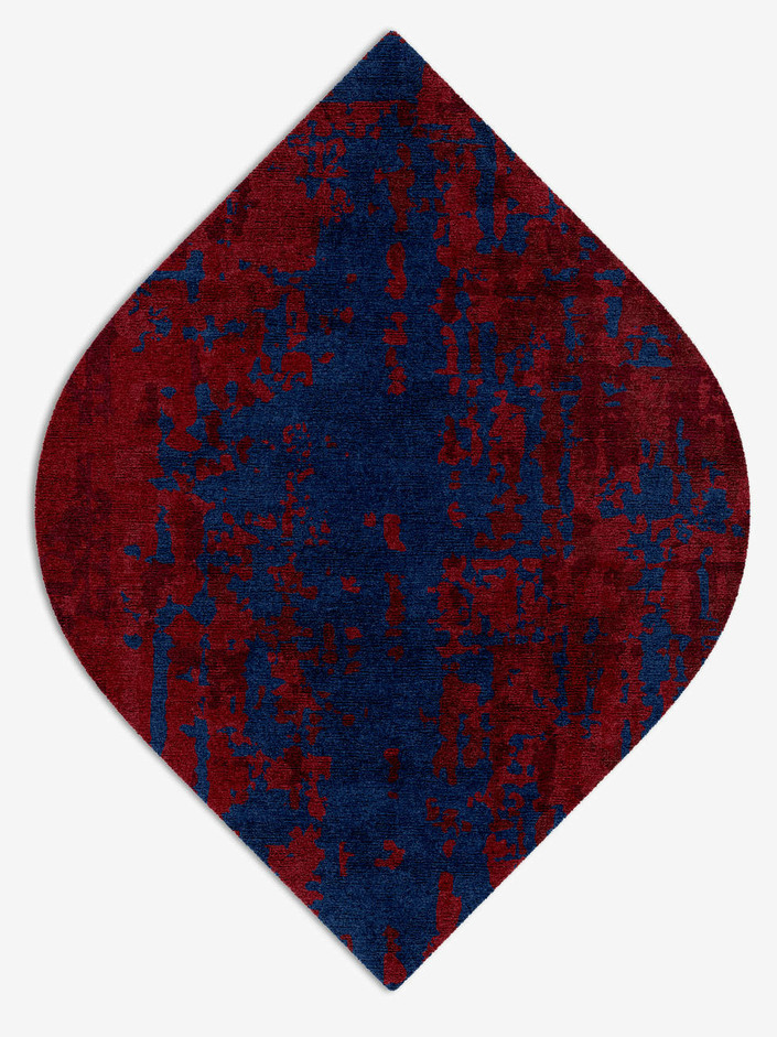 Crimson Blues Surface Art Ogee Hand Knotted Bamboo Silk Custom Rug by Rug Artisan