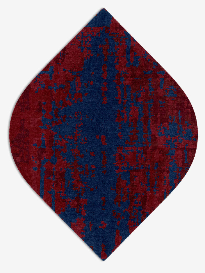 Crimson Blues Surface Art Ogee Hand Knotted Tibetan Wool Custom Rug by Rug Artisan
