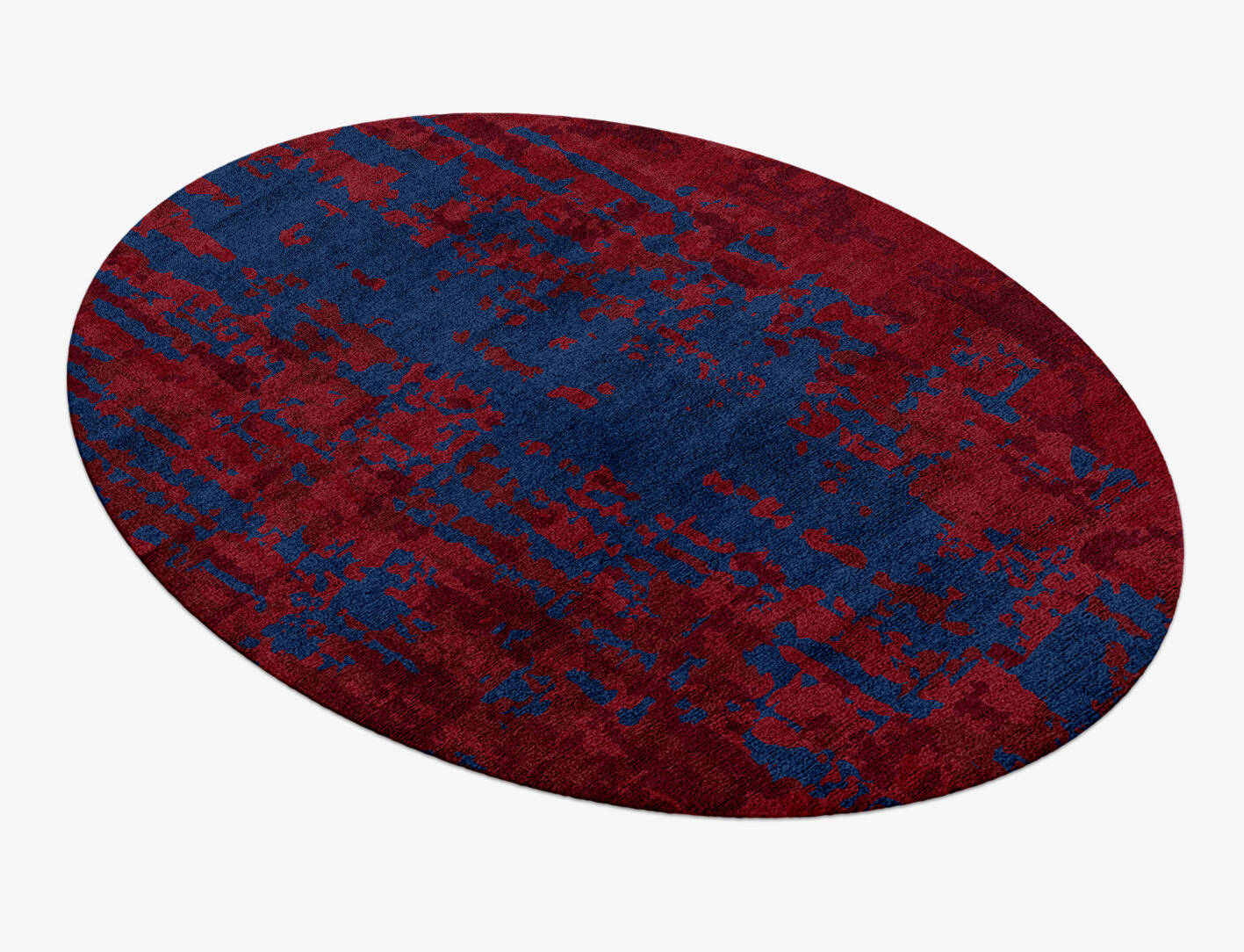 Crimson Blues Surface Art Oval Hand Knotted Bamboo Silk Custom Rug by Rug Artisan
