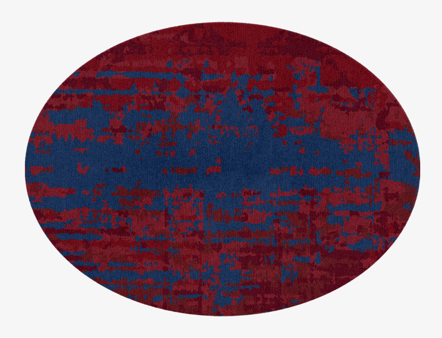 Crimson Blues Surface Art Oval Hand Knotted Tibetan Wool Custom Rug by Rug Artisan