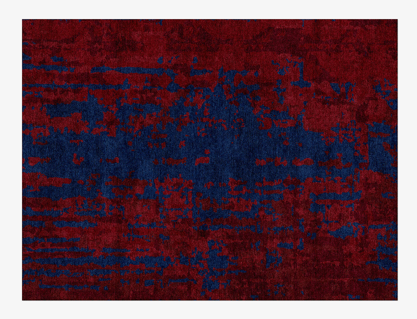 Crimson Blues Surface Art Rectangle Hand Knotted Bamboo Silk Custom Rug by Rug Artisan