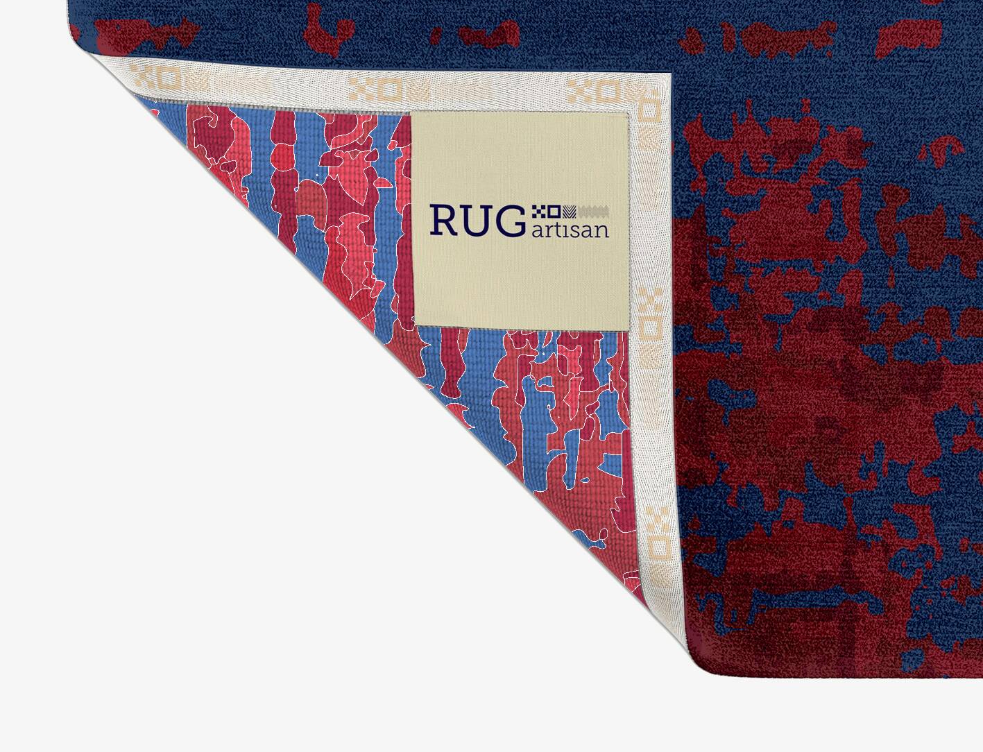 Crimson Blues Surface Art Rectangle Hand Knotted Tibetan Wool Custom Rug by Rug Artisan