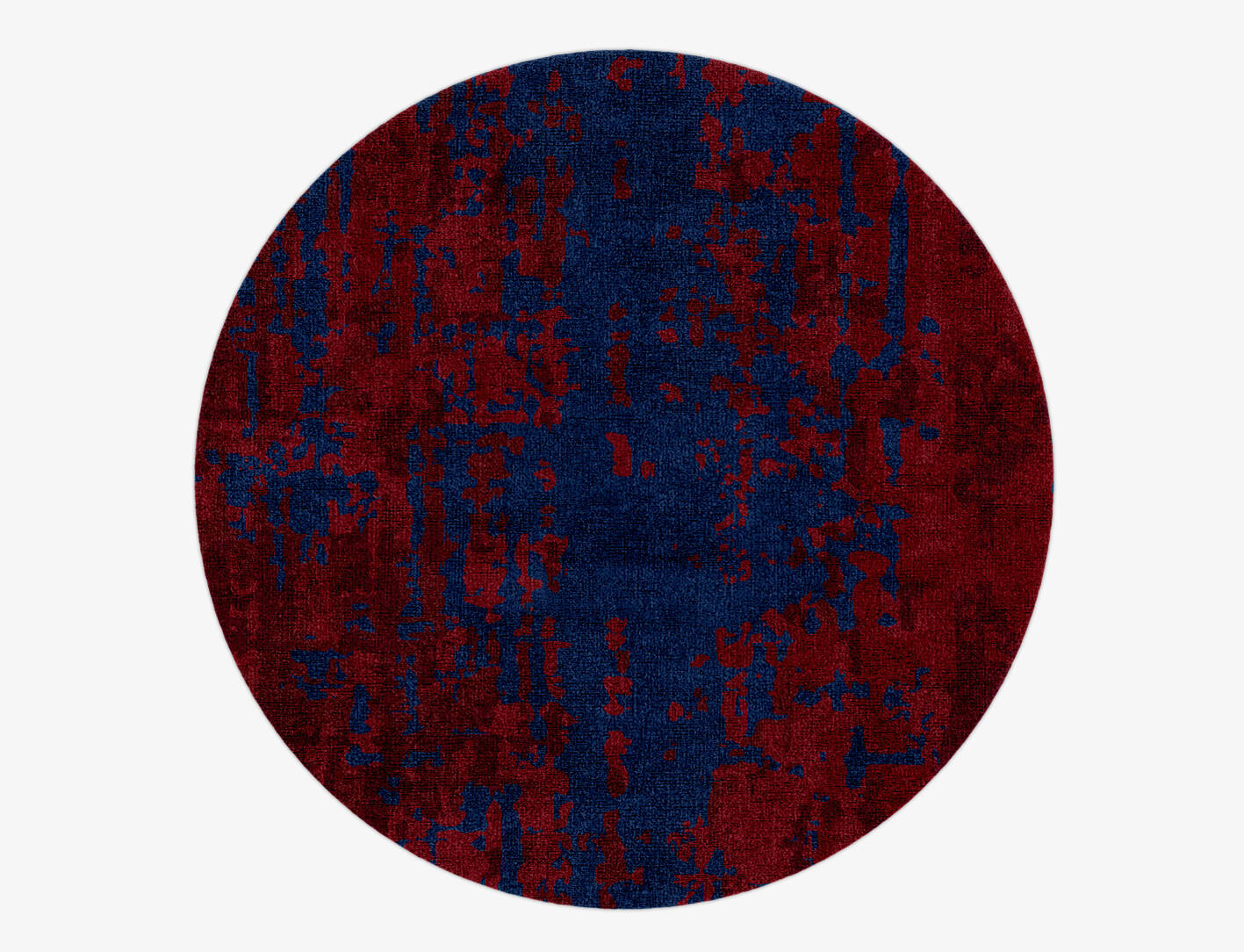 Crimson Blues Surface Art Round Hand Knotted Bamboo Silk Custom Rug by Rug Artisan