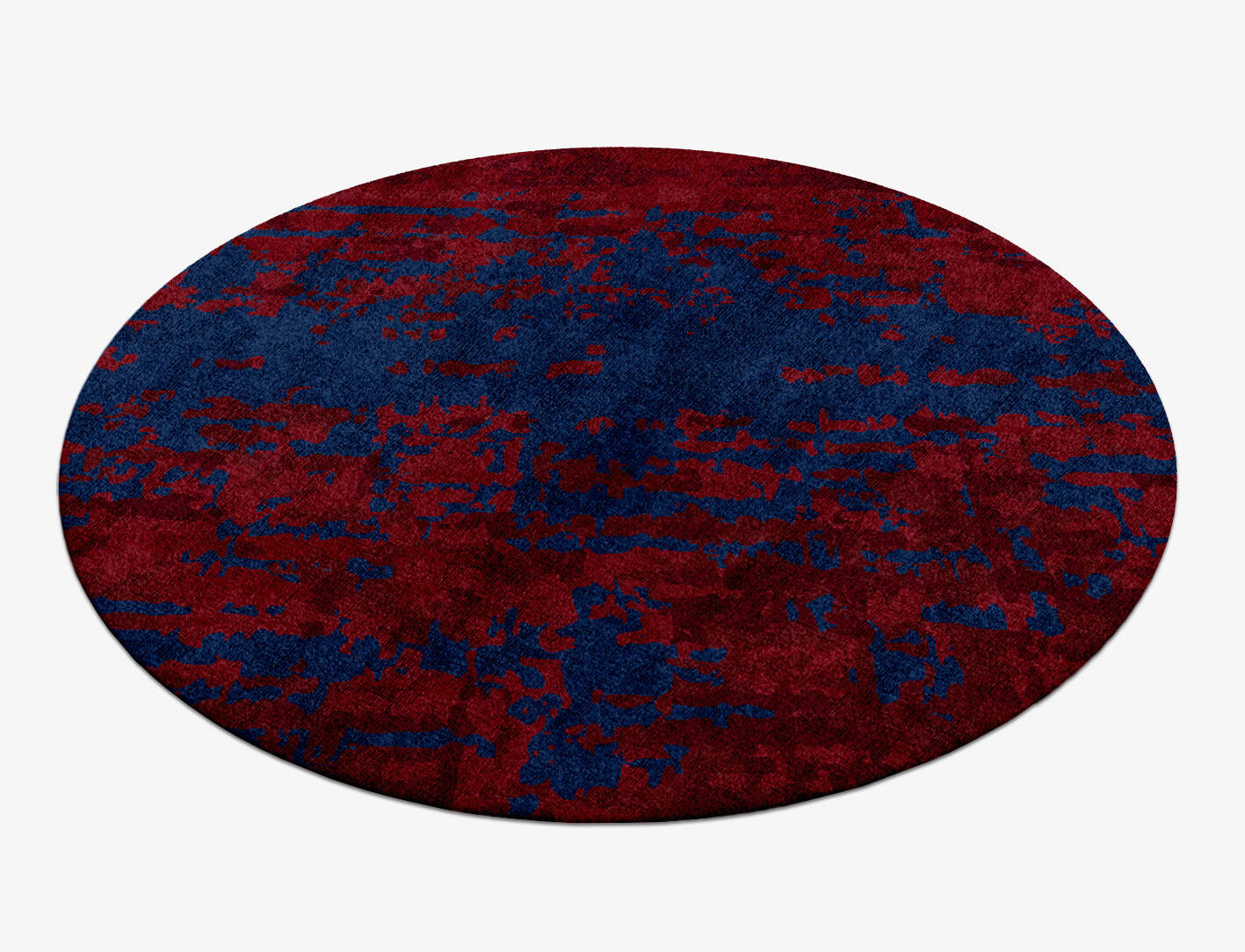 Crimson Blues Surface Art Round Hand Knotted Bamboo Silk Custom Rug by Rug Artisan