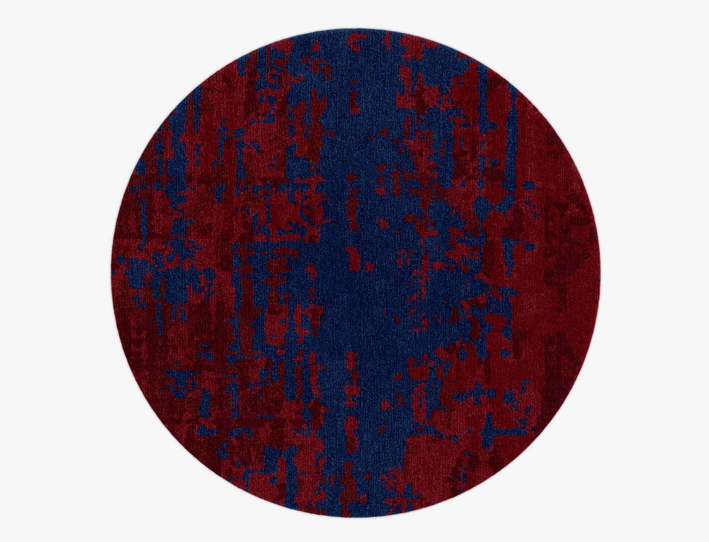 Crimson Blues Surface Art Round Hand Knotted Tibetan Wool Custom Rug by Rug Artisan