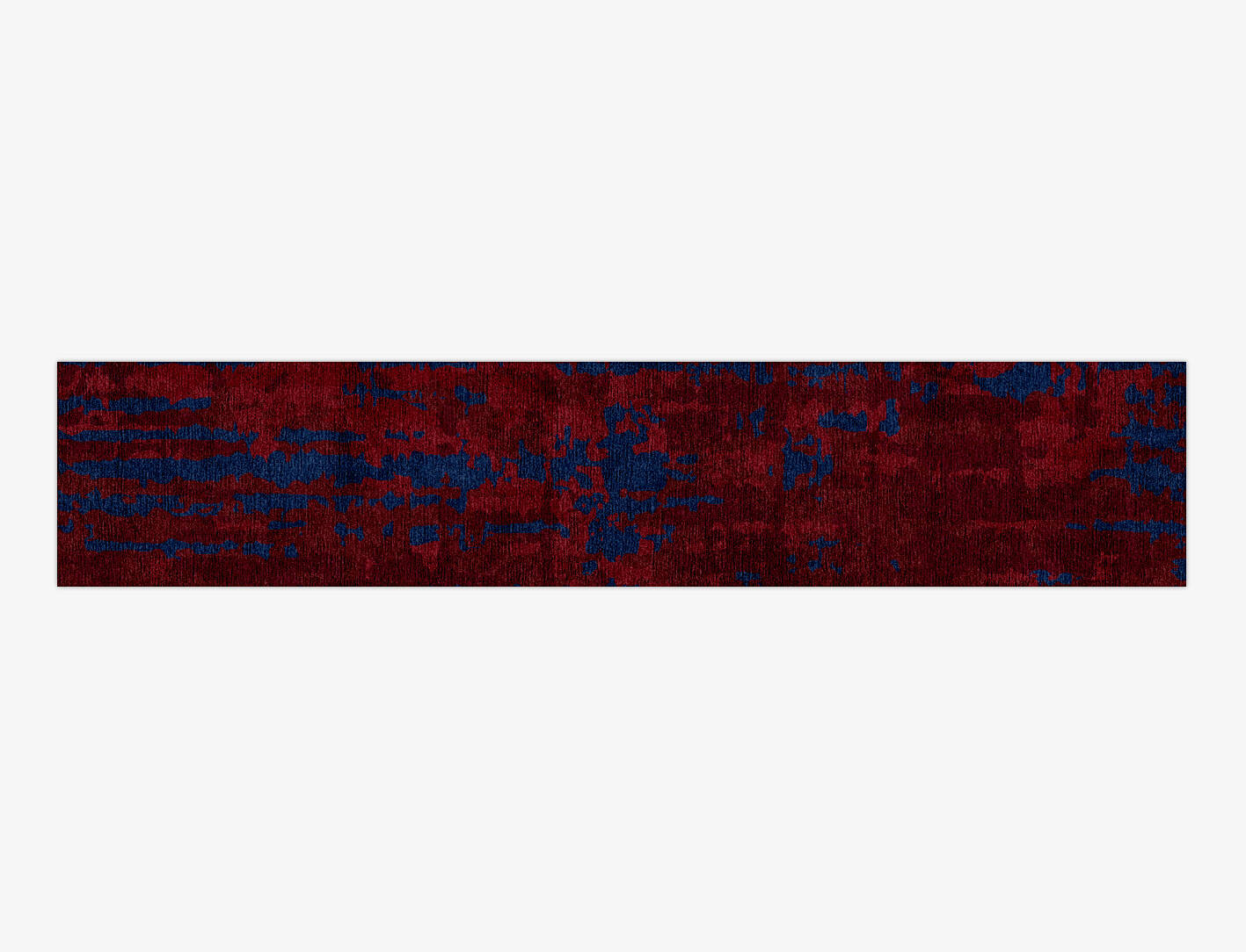 Crimson Blues Surface Art Runner Hand Knotted Bamboo Silk Custom Rug by Rug Artisan