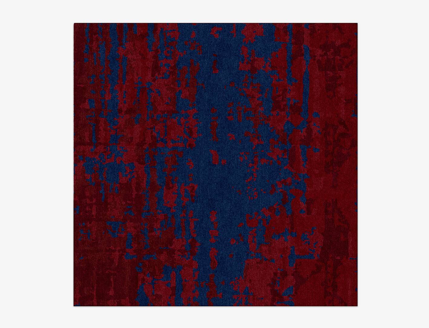 Crimson Blues Surface Art Square Hand Knotted Tibetan Wool Custom Rug by Rug Artisan
